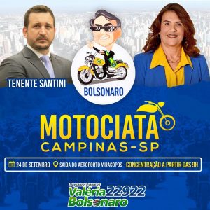 Leia mais sobre o artigo Valéria Bolsonaro e Tenente Santini convidam para motociata com o Presidente em Campinas